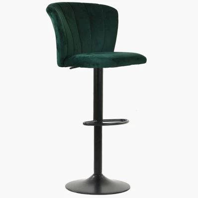 Harlem Bar Stool Green Velvet & Black Base