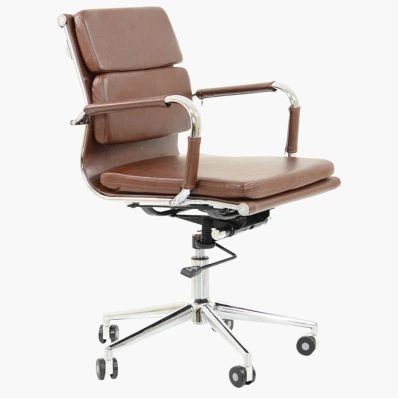 Chester Office Chair Vintage Brown Faux Leather & Chrome
