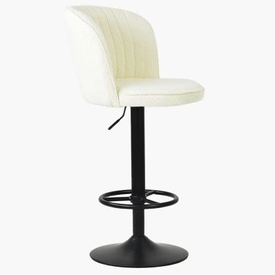 Chicago Bar Stool Cream Boucle Fabric & Black Base