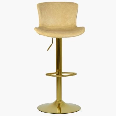 Chloe Bar Stool Beige Cream Leather & Gold Base