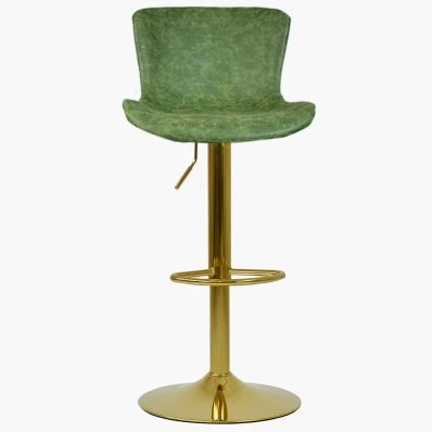 Chloe Bar Stool Aged Olive Green Leather & Gold Base