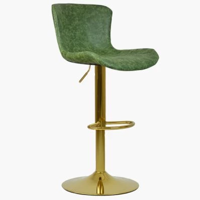 Chloe Bar Stool Vintage Green Leather & Gold Base