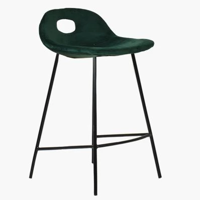 Clara Bar Stool Green Velvet & Black Leg