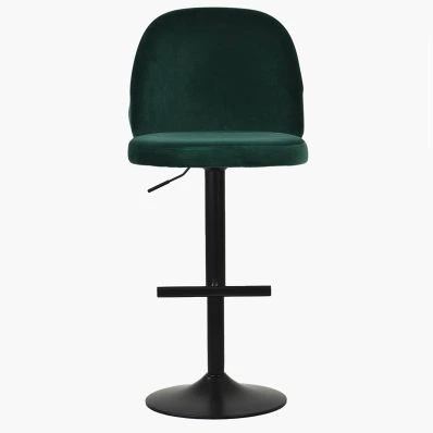 Clarris Bar Stool Emerald Green Velvet & Black Base