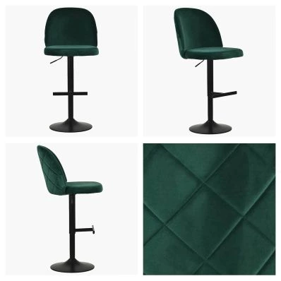 Clarris Bar Stool Green Velvet & Black Base