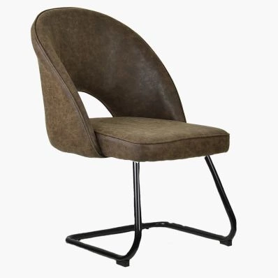 Clyde  Dining Chair Antique Brown Faux Leather & Black Legs