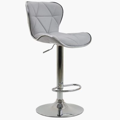 Cobain Bar Stool Grey Fabric & Chrome Base