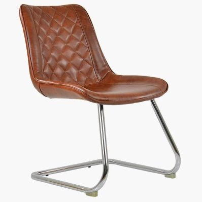 Coco Dining Chair Vintage Brown Faux Leather & Chrome Leg