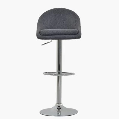 Cologne Bar Stool Dark Grey Fabric & Chrome Base
