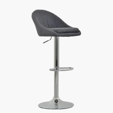 Cologne Bar Stool Dark Grey Fabric & Chrome Base