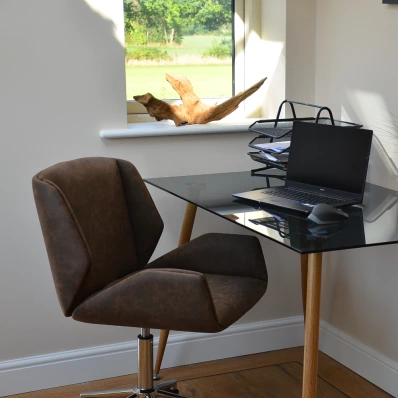 Conrad Office Chair Antique Brown Faux Leather & Chrome