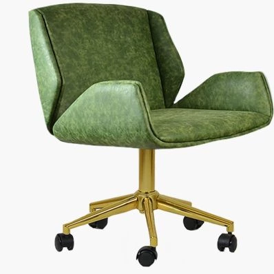 Conrad Office Chair Vintage Green Faux Leather & Gold