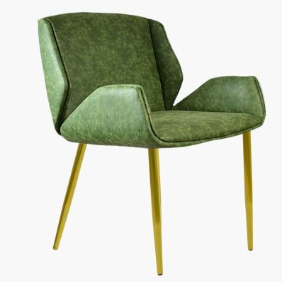 Conrad Dining Chair Vintage Green Faux Leather & Gold Legs