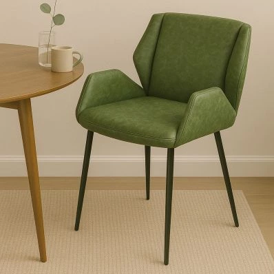 Conrad Dining Chair Vintage Green Faux Leather & Chrome Legs