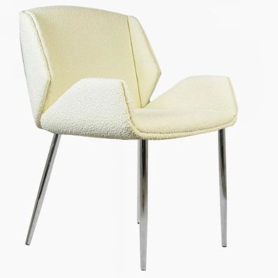 Conrad Dining Chair Cream Boucle Fabric & Chrome Legs