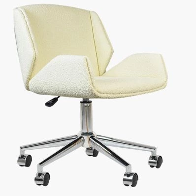 Conrad Office Chair Cream Boucle Fabric & Chrome