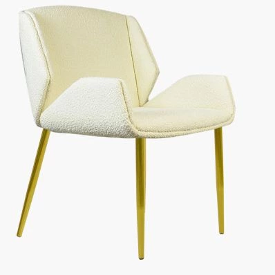 Conrad Dining Chair Cream Boucle Fabric & Gold Legs