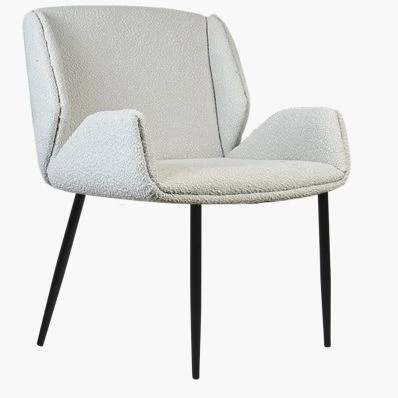 Conrad Dining Chair Grey Boucle Fabric & Black Legs