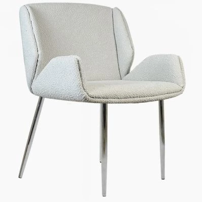 Conrad Dining Chair Grey Boucle Fabric & Chrome Legs