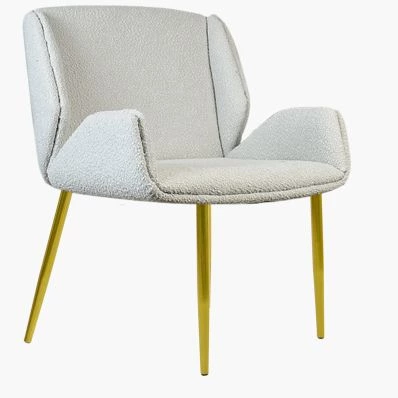 Conrad Dining Chair Grey Boucle Fabric & Gold Legs
