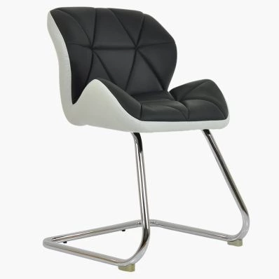 Corfu Office Chair Black & White Faux Leather & Chrome Base