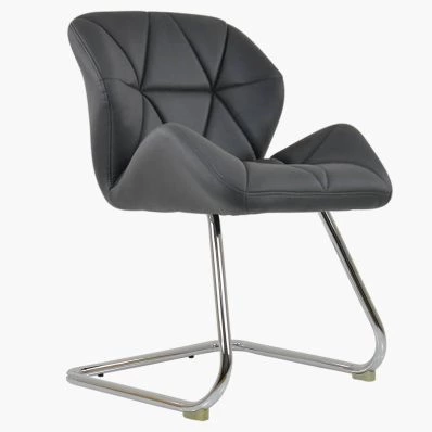 Corfu Office Chair Dark Grey Faux Leather & Chrome
