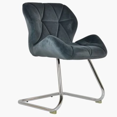 Corfu Office Chair Dark Grey Velvet & Chrome