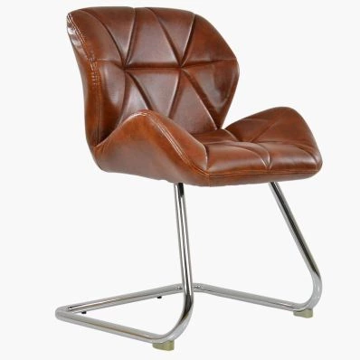 Corfu Office Chair Vintage Brown Faux Leather & Chrome