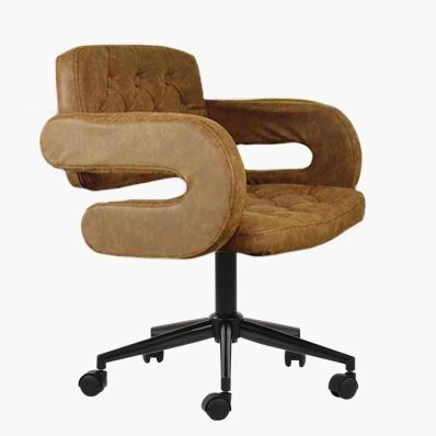 Croyde   Office Chair Antique Brown Faux Leather & Black