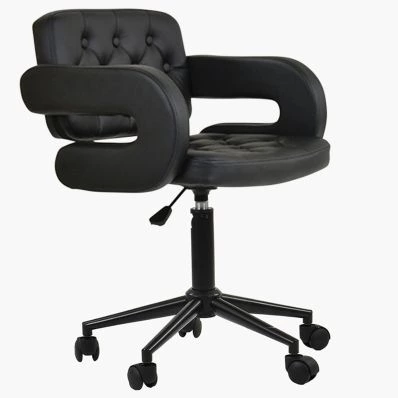 Croyde Office Chair Black Faux Leather & Black Base