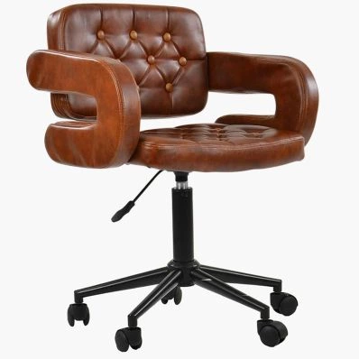 Croyde Office Chair Vintage Brown Faux Leather & Black