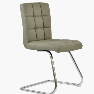 Cuba Office Chair Taupe Faux Leather & Chrome