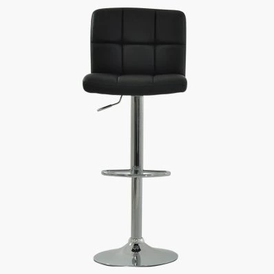 Cuban Bar Stool Black Leather & Chrome Base