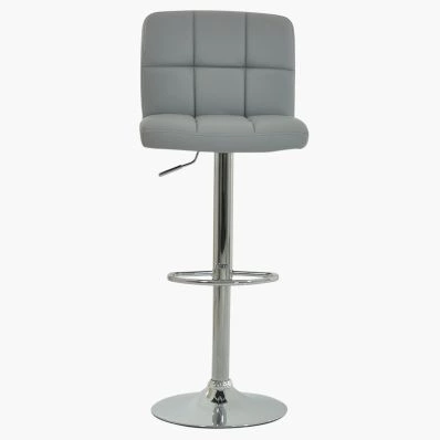 Cuban Bar Stool Grey Leather & Chrome Base