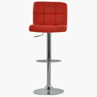 Cuban Bar Stool Red Leather & Chrome Base