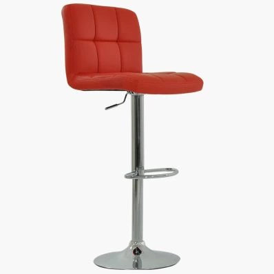 Cuban Bar Stool Red Leather & Chrome Base