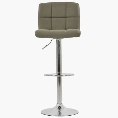 Cuban Bar Stool Taupe Leather & Chrome Base