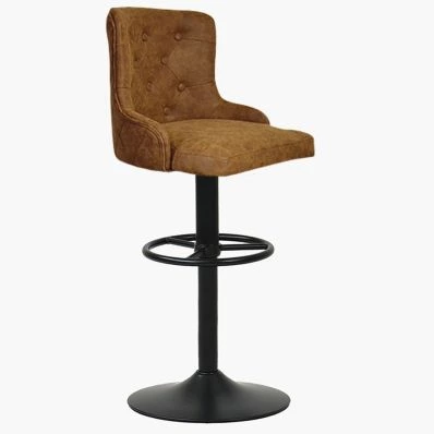 Dakota Bar Stool Antique Brown Leather & Black Base