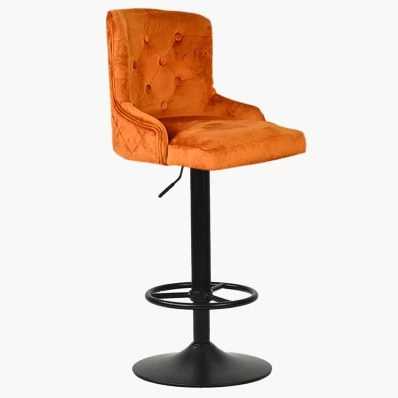 Dakota Bar Stool Burnt Orange Velvet & Black Base