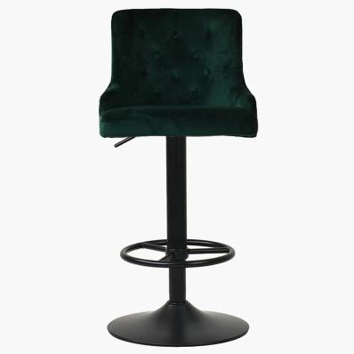 Dakota Bar Stool Emerald Green Velvet & Black Base