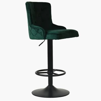Dakota Bar Stool Green Velvet & Black Base