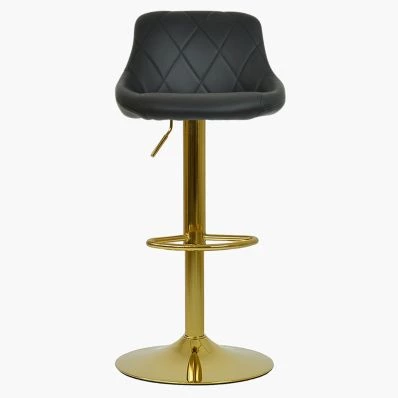 Dale Bar Stool Black Leather & Gold Base