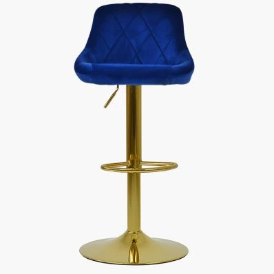 Dale Bar Stool Blue Velvet & Gold Base
