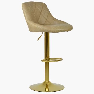 Dale Bar Stool Cream Leather & Gold Base