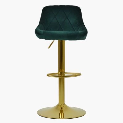 Dale Bar Stool Emerald Green Velvet & Gold Base