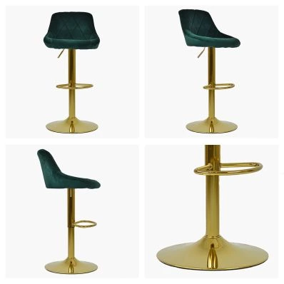 Dale Bar Stool Emerald Green Velvet & Gold Base