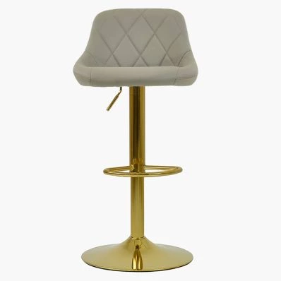 Dale Bar Stool Taupe Leather & Gold Base