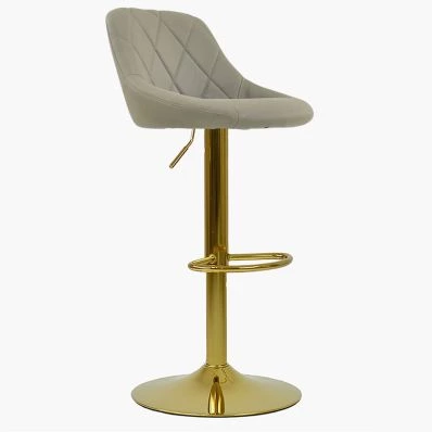 Dale Bar Stool Taupe Leather & Gold Base