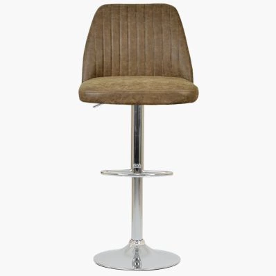 Danbury  Bar Stool Aged Brown Leather & Chrome Base