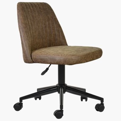 Danbury Office Chair Antique Brown Faux Leather & Black